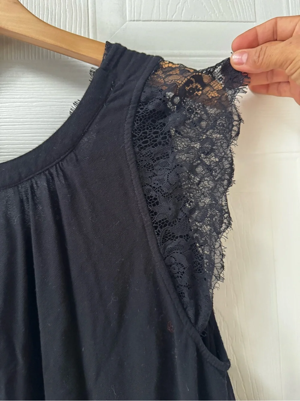 Free People Black Lace Sleeve V-Neck Camisole
